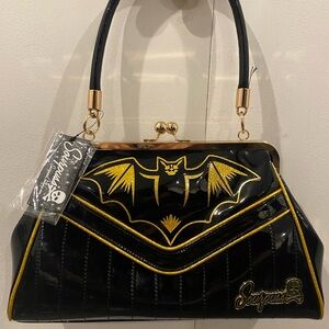 Sourpuss 🖤 Nokturnal Black Gold Kisslock Bat 🦇 Purse